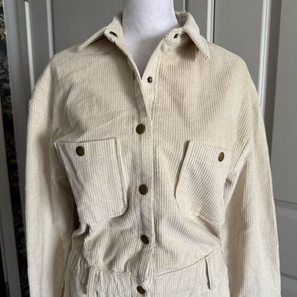 NWT 12th Tribe Bowie Utility Jumpsuit in Cream Off-White Corduroy Size S - Picture 4 of 10